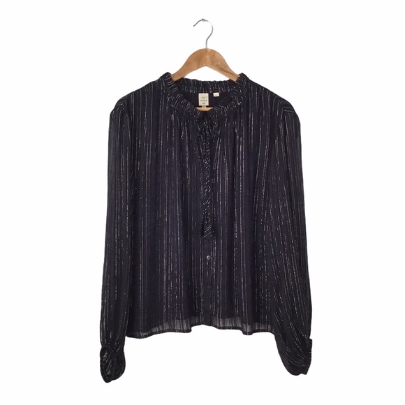 Anthropologie Seen Worn Kept Pleasant Blouse Lurex Oversized - Picture 1 of 8